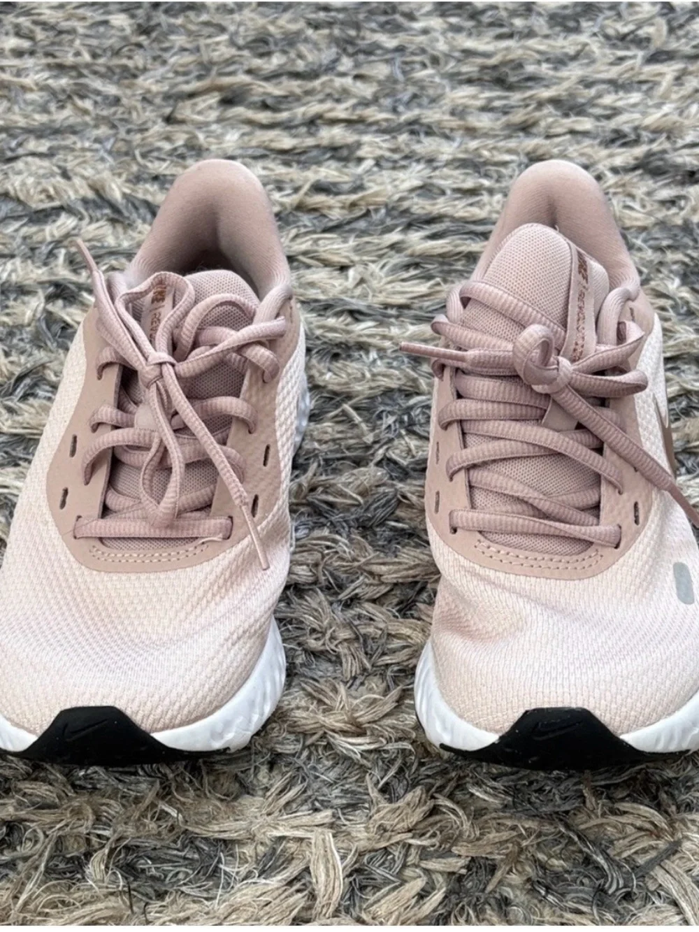 Nike Women's Blush and Black Running Sneakers, Size 6